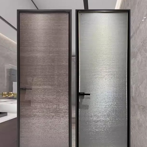 Interior Aluminum Door with Armani Fabric Laminated Glass Panel
