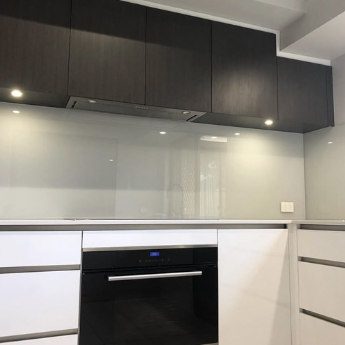 white back painted glass kitchen backsplashes