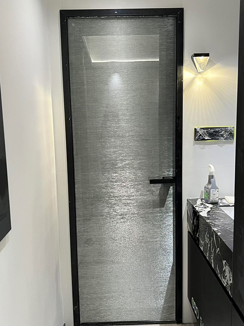 decorative laminated glass with armani fabric minimalist interior glazing door