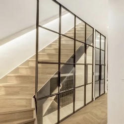 Glass Partition Wall with Metal Grid