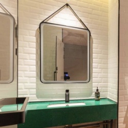Rope hanging LED lighted vanity mirror