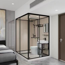 Bathroom glass partition wall in hotel room