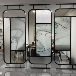 Inside space wall divider by printed and frosted glass