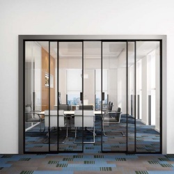 Synchronous soft close sliding glass door