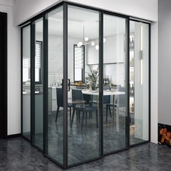 90 Degree L Shape Synchronous Sliding Kitchen Glass Door